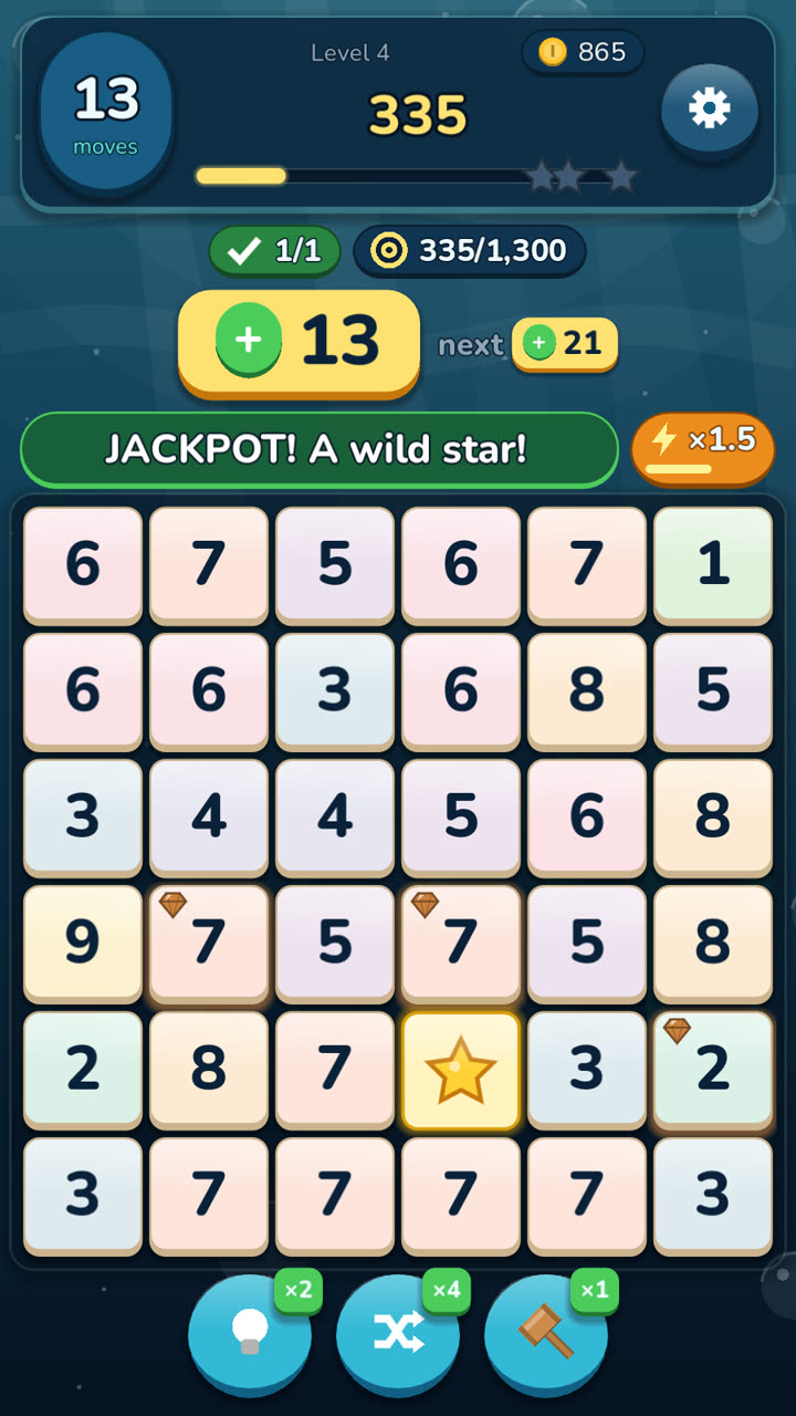 A jackpot drops a wild star onto the board