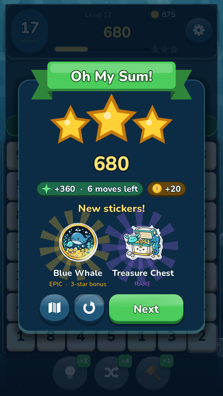 Three stars and two new stickers after a win